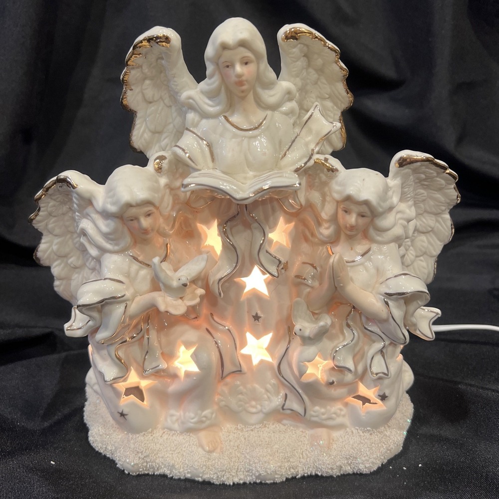 Vtg- Angel Bisque  Gold Accent Light‎ by JC Penney Home Collection - Christmas - Picture 2 of 16